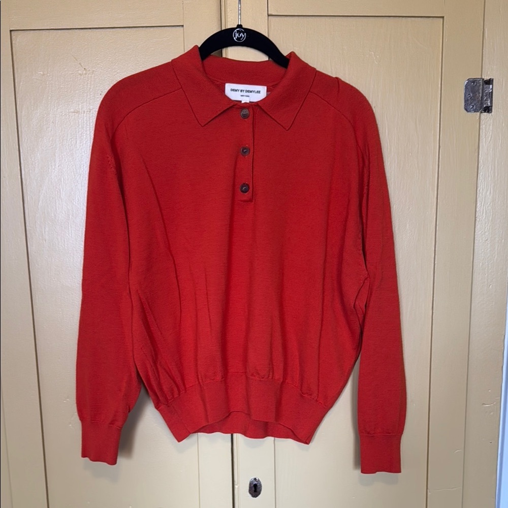 Red-orange Demylee Button-Up Sweater